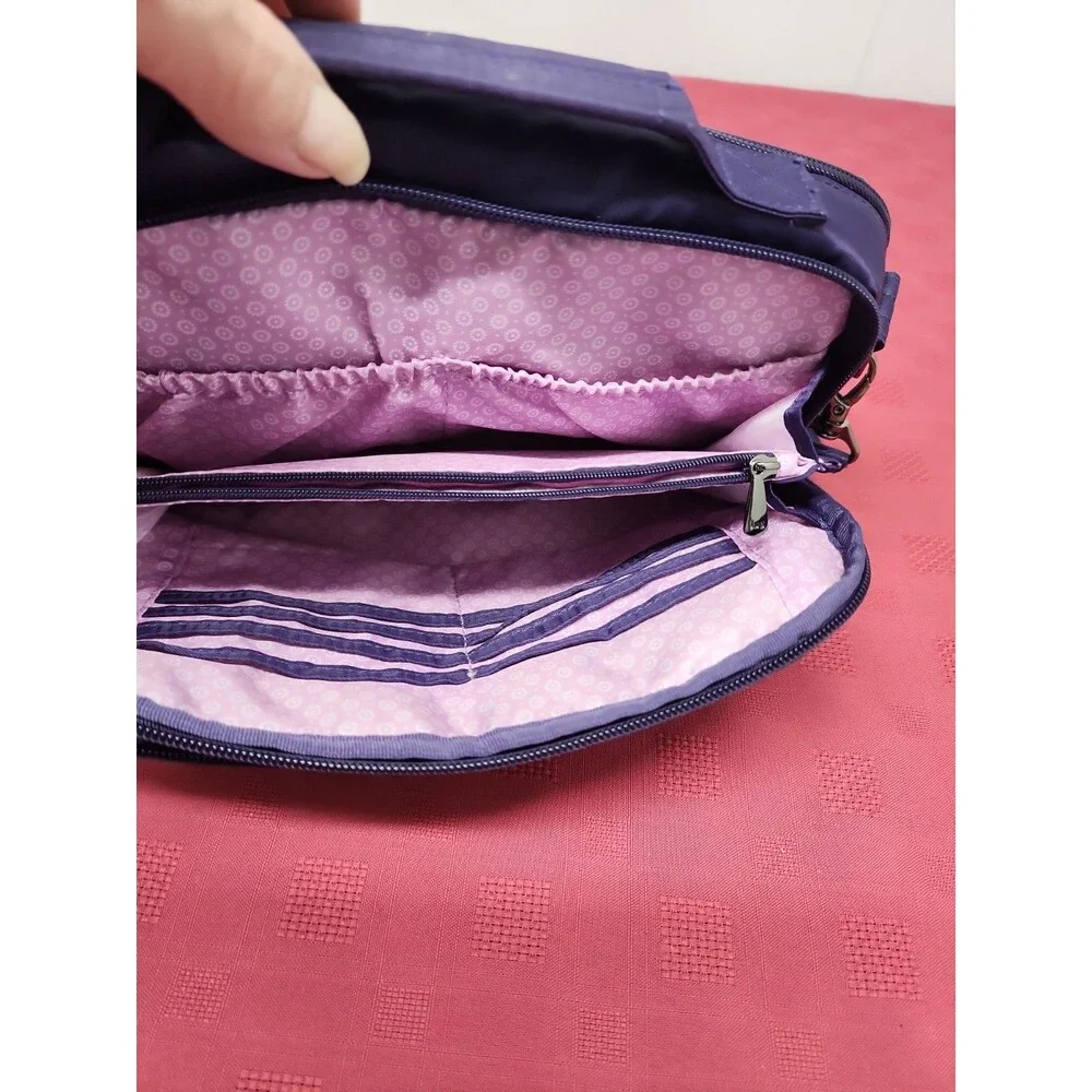 Lug Scoop Medium Top Handle Crossbody Bag In Purple RFID Pocket Travel Friendly